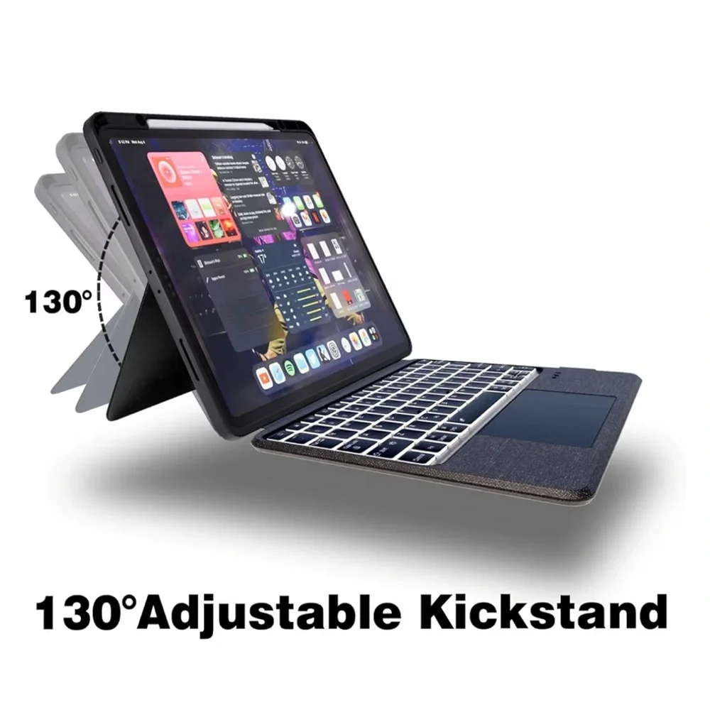 Keyboard Folio for iPad Pro 11-inch (M4) 2024 Case Detachable 7 Color Backlight
